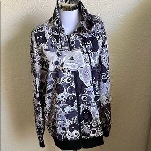 Black and White Graphic Long Sleeve Hoodie